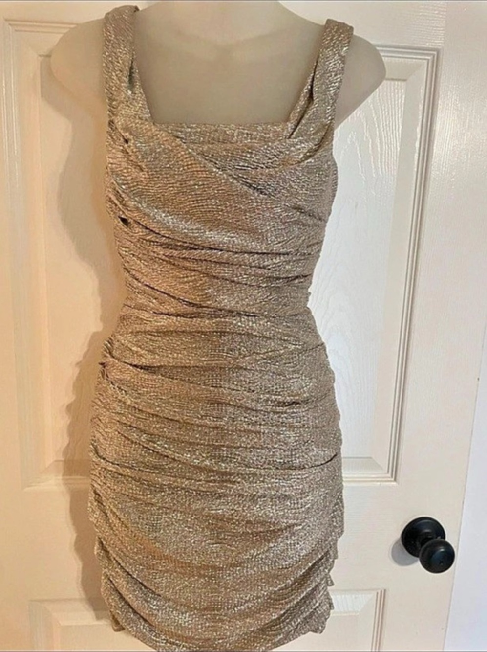 Express Ruched Mini Dress in Gold Size 0 Like New